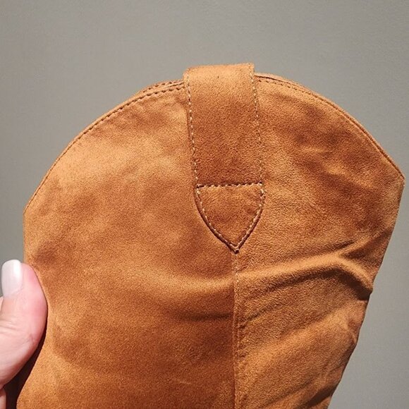 Suede Western Knee-High Boots Cognac Brown Women's 7.5 - Picture 10 of 15